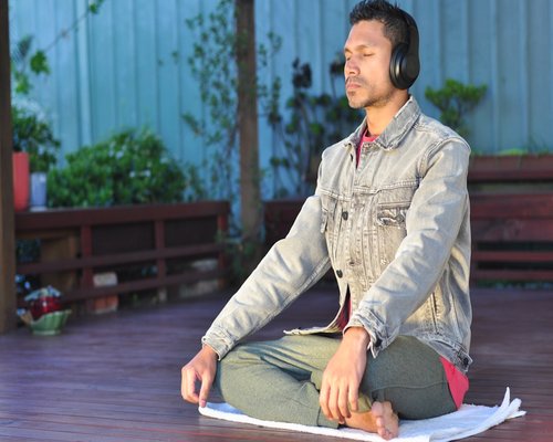 focused person meditating calmly